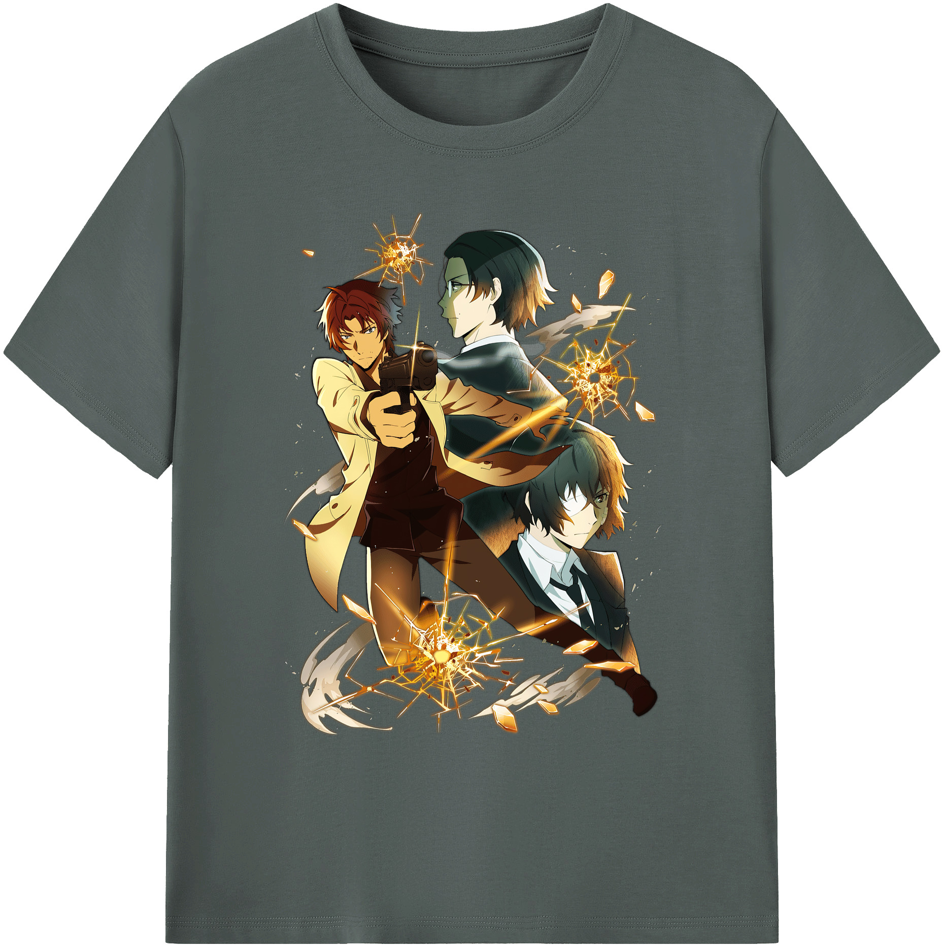 （画像用） 文豪ストレイドッグス Bungo Stray Dogs 綿100％ メンズ半袖Tシャツ｜肌触りやわらか＆通気性